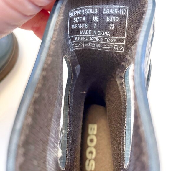 Bogs Kids Skipper Solid Blue Rain Boots, Size 7 - Picture 4 of 7